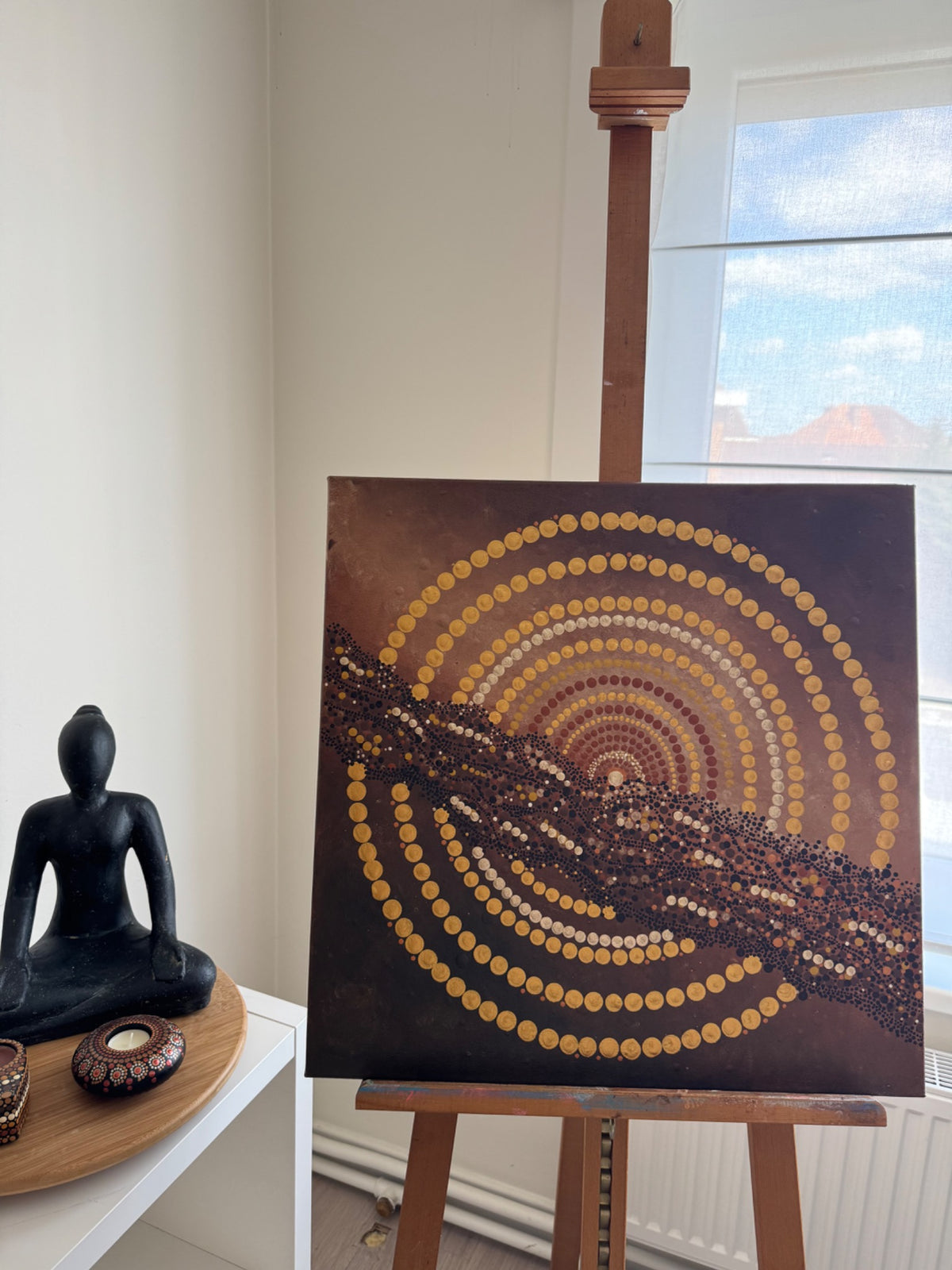 The Rings of Asteria op een schildersezel, origineel werk van Flora&Florana