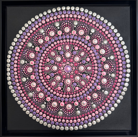 The Fairy Queen’s Jewel, origineel ingelijst acryl- en dotpainting schilderij van Flora&Florana