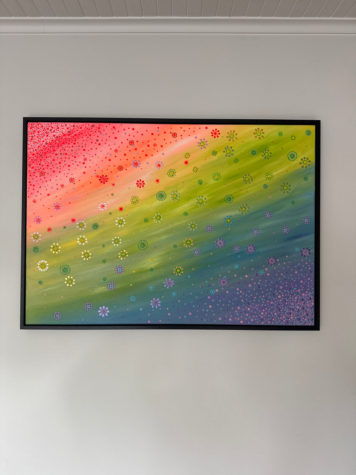 The garden between lights buiten gefotografeerd, origineel schilderij op canvasdoek