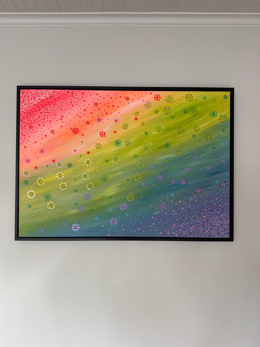 The garden between lights buiten gefotografeerd, origineel schilderij op canvasdoek