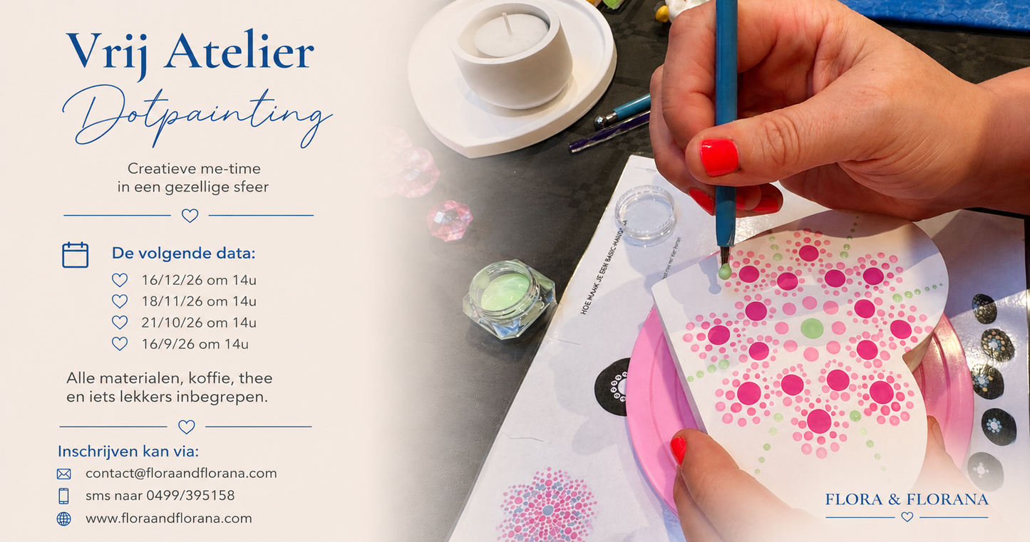 Vrij Atelier Dotpainting – creatieve namiddag bij Flora&Florana